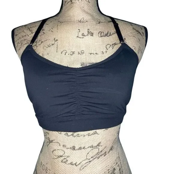 PrAna Black Racerback Strappy Knot Back Sports Bra - M - Picture 2 of 8